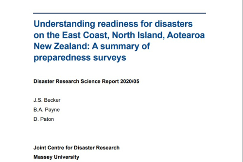 Understanding readiness for disasters on the East Coast, North Island, Aotearoa New Zealand: A summary of preparedness surveys. Disaster Research Science Report; 2020/05, Massey University
